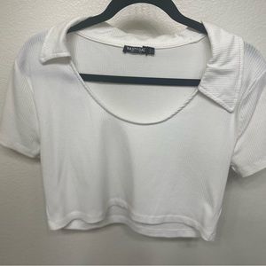 NastyGal Basic Collar Crop Top
